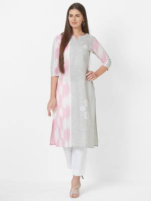 Pink printed cotton ethnic-kurtis 1