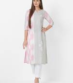Pink printed cotton ethnic-kurtis