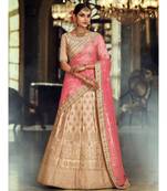 beige embroidered satin bridal-lehengas