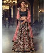 blue embroidered satin bridal-lehengas