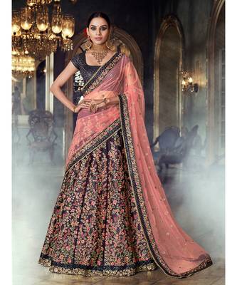 blue embroidered satin bridal-lehengas 2