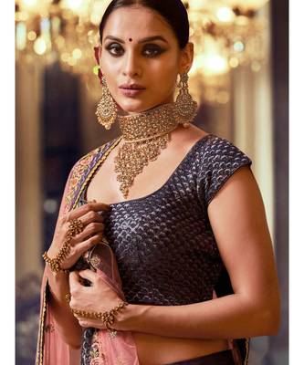 blue embroidered satin bridal-lehengas 3