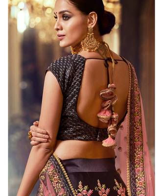 blue embroidered satin bridal-lehengas 4