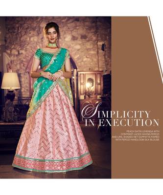 Peach embroidered satin bridal-lehengas 2