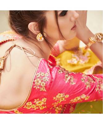 Yellow embroidered Net bridal-lehengas 4