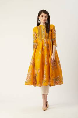 Pinksky Yellow woven cotton ethnic-kurtis 3