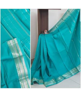 Teal south cotton saree 1