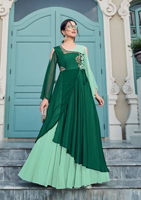 Green embroidered georgette salwar 1