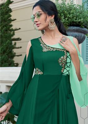 Green embroidered georgette salwar 2