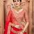 Red embroidered net semi stitched lehenga