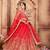 Red embroidered net semi stitched lehenga