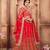 Red embroidered net semi stitched lehenga