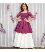 wine embroidered Rayon Kurti With Long Flair Palazzo Set