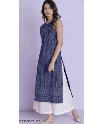 blue printed Rayon Kurti with Palazzo 1