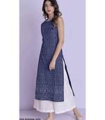 blue printed Rayon Kurti with Palazzo