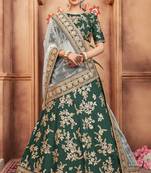 Eye Catching Teal Gold Dori, Matte Sequins Embroidered Bangalory Silk lehenga choli for bride