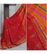 Red ilkal with traditional  kasuti embroidery
