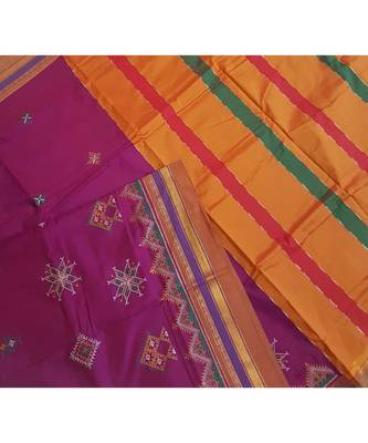 Purple ilkal with traditional kasuti embroidery 2