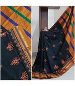 Black ilkal with traditional kasuti embroidery