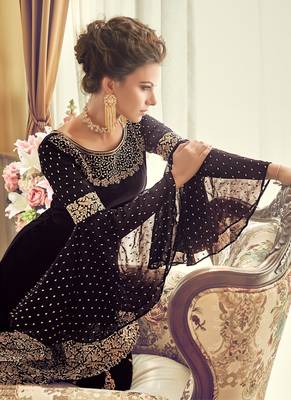 Purple embroidered georgette salwar 2