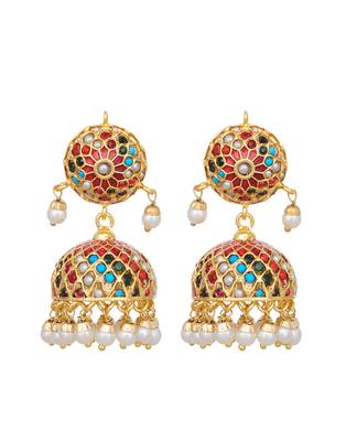 Multicolor pearl jhumkas 1