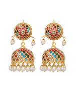 Multicolor pearl jhumkas