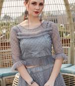 Grey Net Embroidered with sequence work Blouse