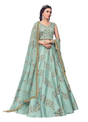Light-sky-blue embroidered silk salwar 1