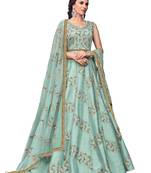 Light-sky-blue embroidered silk salwar