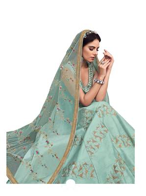 Light-sky-blue embroidered silk salwar 2