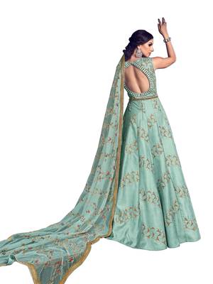 Light-sky-blue embroidered silk salwar 3