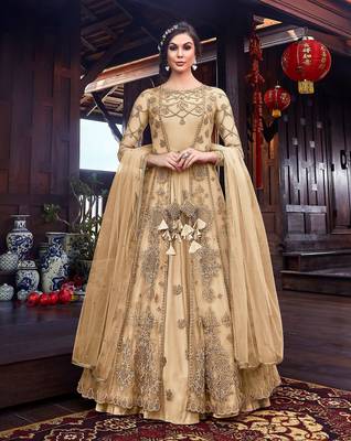 Fawn embroidered net salwar 1