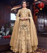 Fawn embroidered net salwar