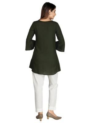 Dark-green embroidered rayon embroidered-kurtis 3
