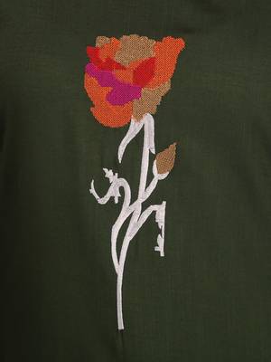 Dark-green embroidered rayon embroidered-kurtis 5