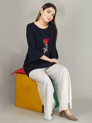 Navy-blue embroidered rayon embroidered-kurtis 4