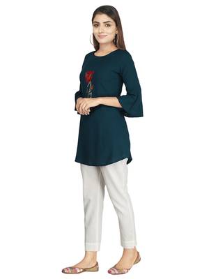 Blue embroidered rayon embroidered-kurtis 2