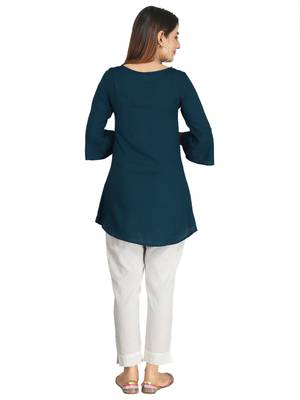 Blue embroidered rayon embroidered-kurtis 4
