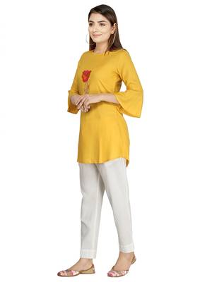 Yellow embroidered rayon embroidered-kurtis 3