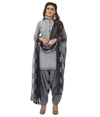 Grey printed crepe salwar 1