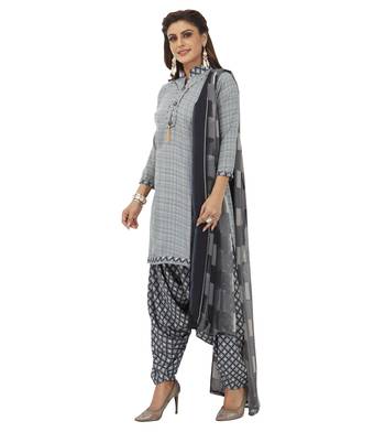 Grey printed crepe salwar 3