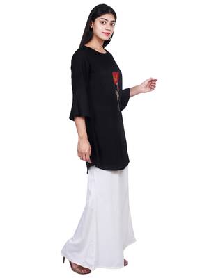 Black embroidered rayon short-kurtis 2