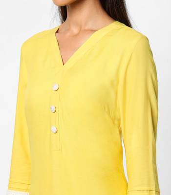 Yellow embroidered rayon kurtas-and-kurtis 2