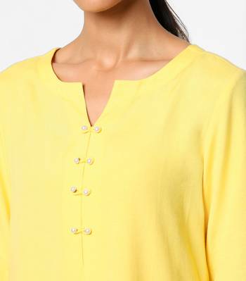 Yellow embroidered rayon kurtas-and-kurtis 2