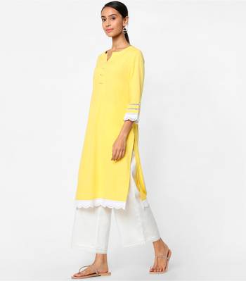 Yellow embroidered rayon kurtas-and-kurtis 3