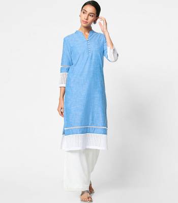 Blue embroidered rayon kurtas-and-kurtis 1