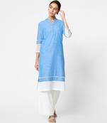 Blue embroidered rayon kurtas-and-kurtis