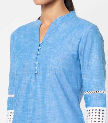 Blue embroidered rayon kurtas-and-kurtis 2