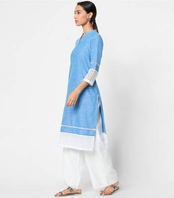 Blue embroidered rayon kurtas-and-kurtis 3