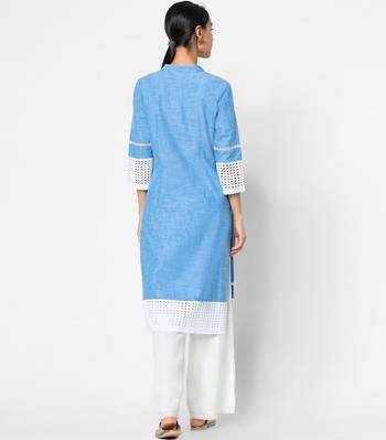 Blue embroidered rayon kurtas-and-kurtis 5